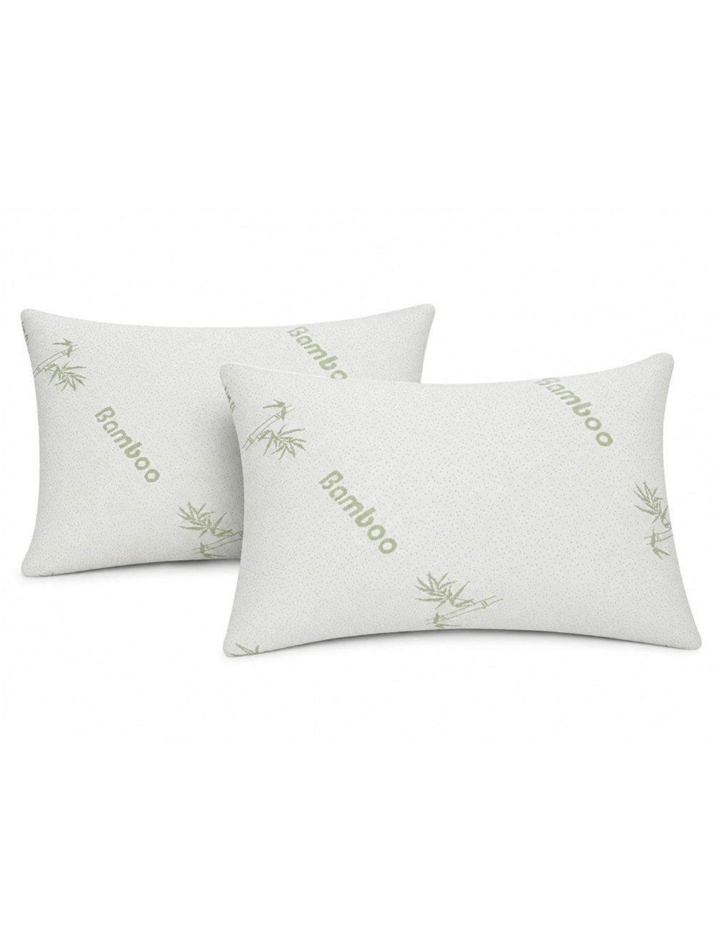 2pc set BAMBOO Pillow with Subtle Green Bamboo Print - White Queen